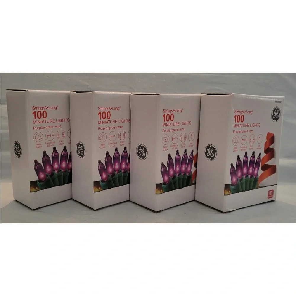 4x GE String-A-Long 100ct Purple String Lights Incandescent Halloween Christmas